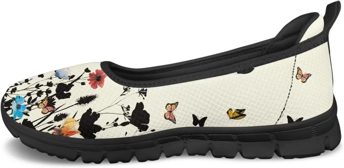 Women's Animals Slip On Sneakers Breathable Mesh Flats Shoes Lightweight Casual Walking Shoes for Shopping & Leisure Black Sole Size 6-11