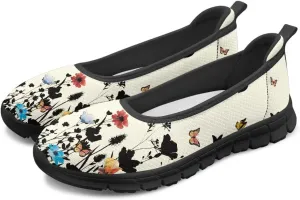 Women's Animals Slip On Sneakers Breathable Mesh Flats Shoes Lightweight Casual Walking Shoes for Shopping & Leisure Black Sole Size 6-11