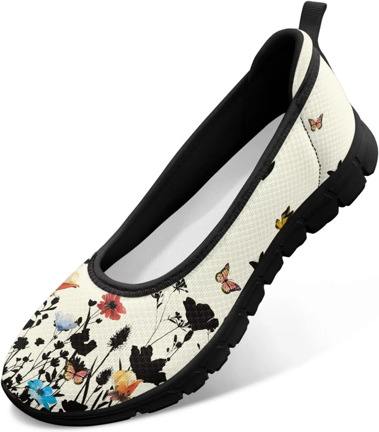 Women's Animals Slip On Sneakers Breathable Mesh Flats Shoes Lightweight Casual Walking Shoes for Shopping & Leisure Black Sole Size 6-11