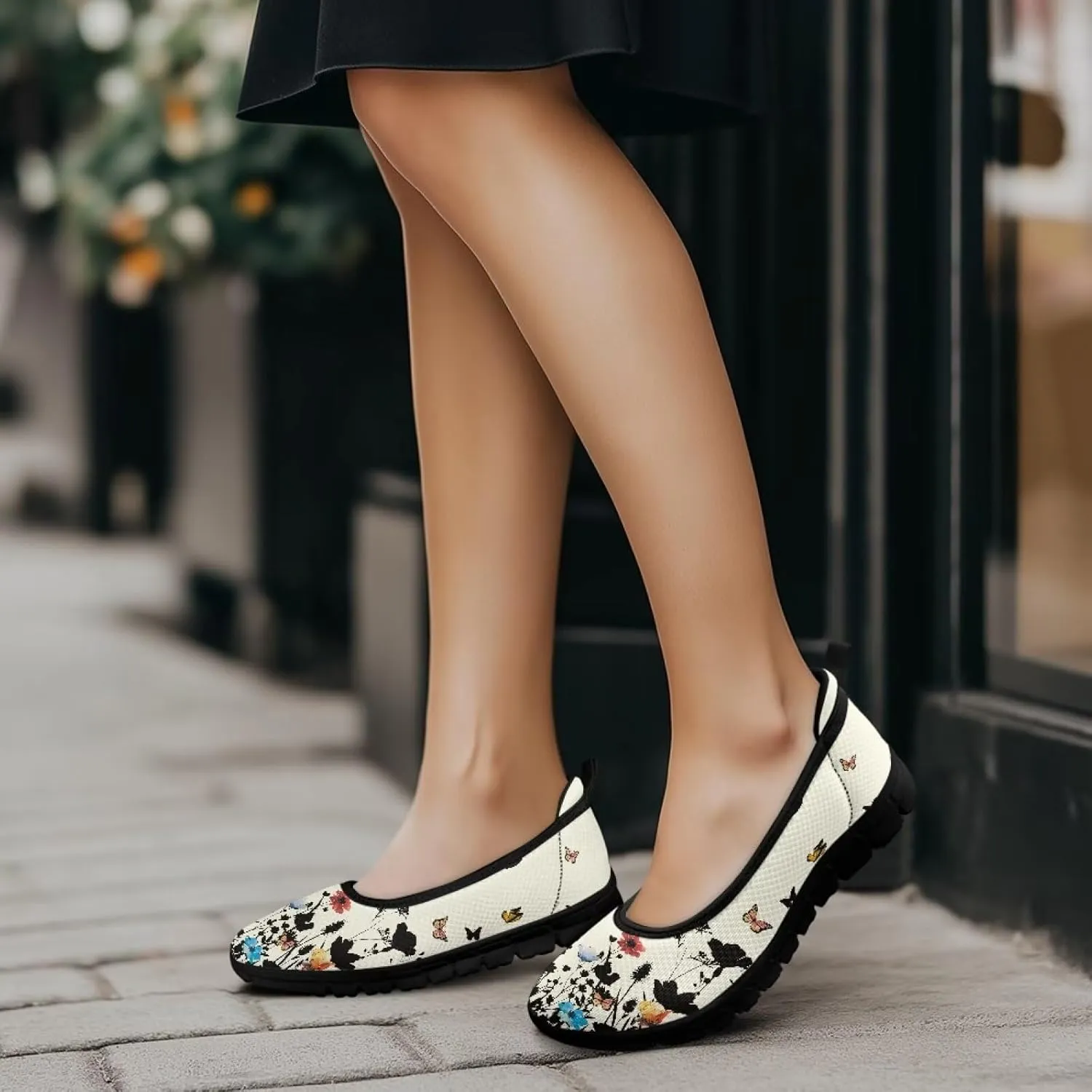 Women's Animals Slip On Sneakers Breathable Mesh Flats Shoes Lightweight Casual Walking Shoes for Shopping & Leisure Black Sole Size 6-11