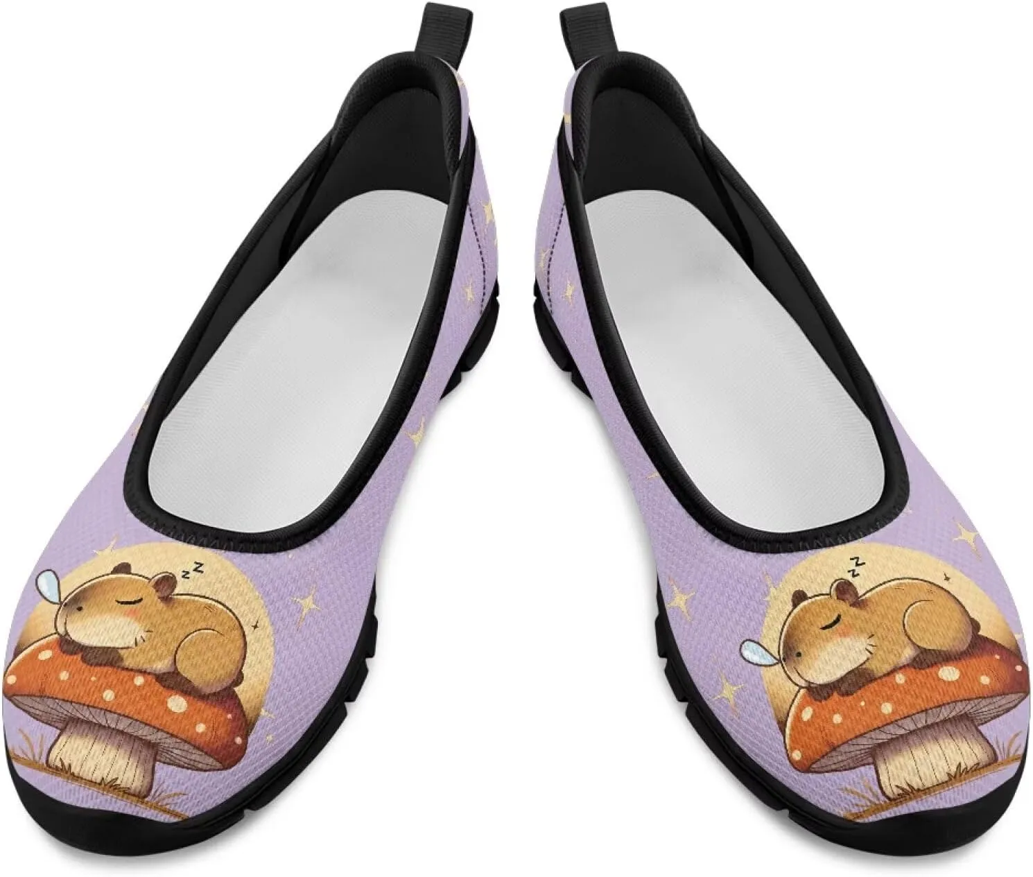 Women's Animals Slip On Sneakers Breathable Mesh Flats Shoes Lightweight Casual Walking Shoes for Shopping & Leisure Black Sole Size 6-11