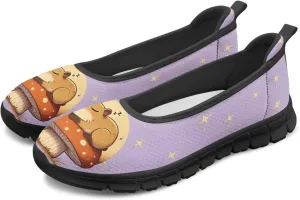 Women's Animals Slip On Sneakers Breathable Mesh Flats Shoes Lightweight Casual Walking Shoes for Shopping & Leisure Black Sole Size 6-11