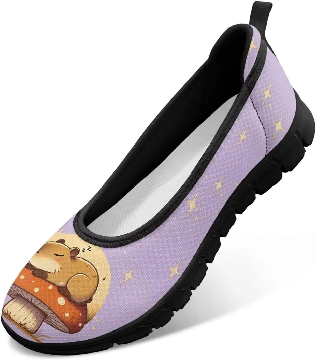 Women's Animals Slip On Sneakers Breathable Mesh Flats Shoes Lightweight Casual Walking Shoes for Shopping & Leisure Black Sole Size 6-11