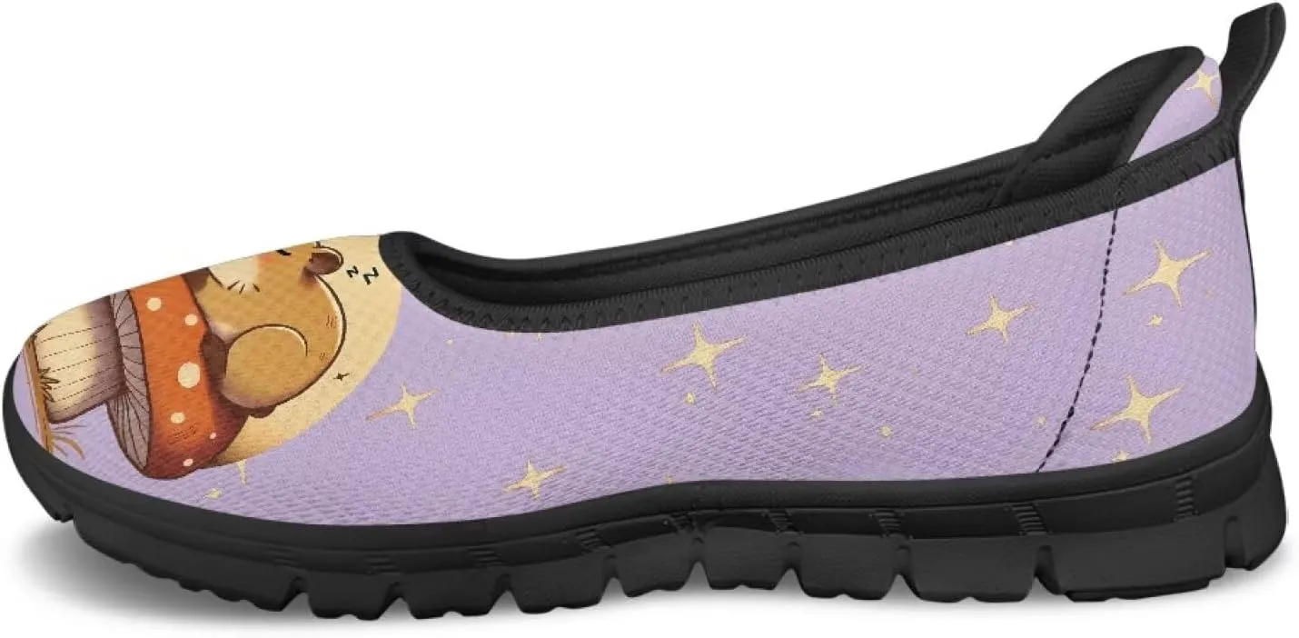 Women's Animals Slip On Sneakers Breathable Mesh Flats Shoes Lightweight Casual Walking Shoes for Shopping & Leisure Black Sole Size 6-11