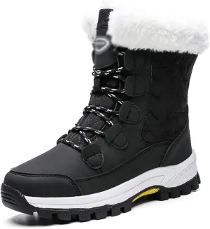 Womens Boots Crystal Winter Women's Snow Boots Waterproof Pure Color Lovely Warm Cotton Shoes Tube Suede Genuine Non-Slip Boot