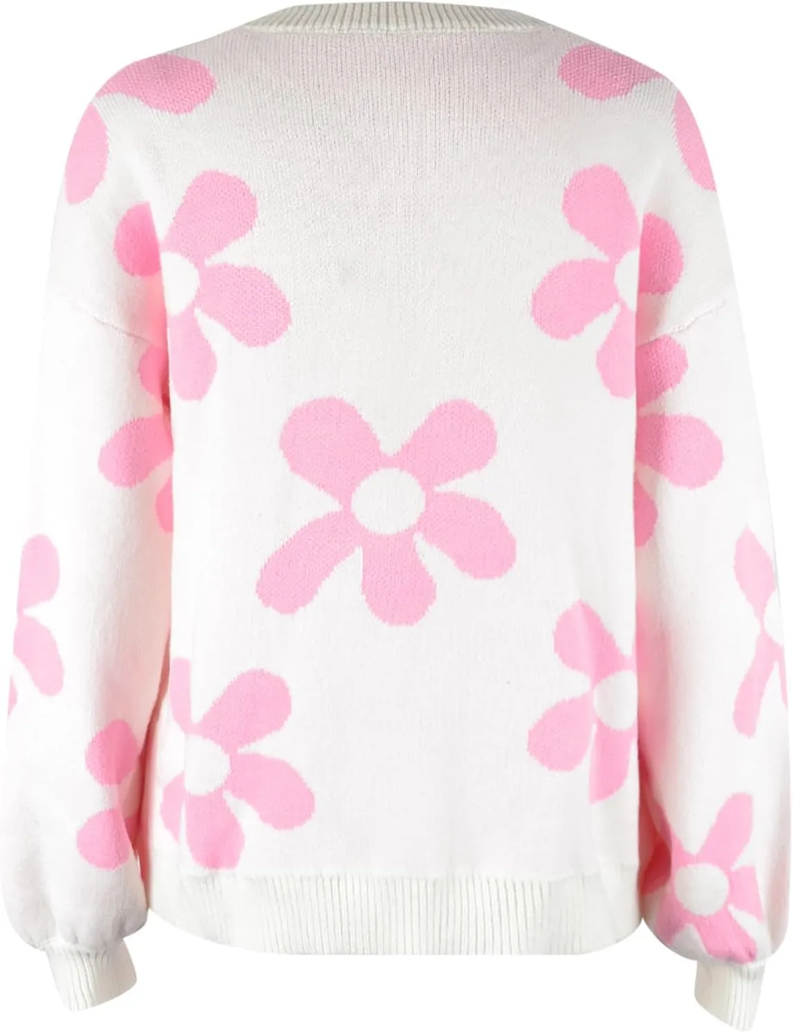 Women's Casual Flower Knitted Sweaters Crewneck Long Sleeve Chunky Cable Knit Pullover 2023 Fashion Clothes