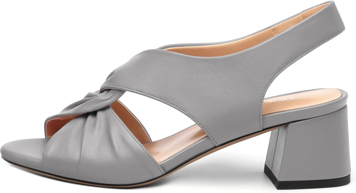 Womens Chunky Block Heels Sandals,Round Open Toe High Heeled Sandals,matte Slip On Ankle Strap Mid Sandals,leisure Dress Party Wedding Shoes 2 In