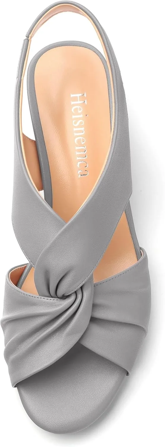 Womens Chunky Block Heels Sandals,Round Open Toe High Heeled Sandals,matte Slip On Ankle Strap Mid Sandals,leisure Dress Party Wedding Shoes 2 In