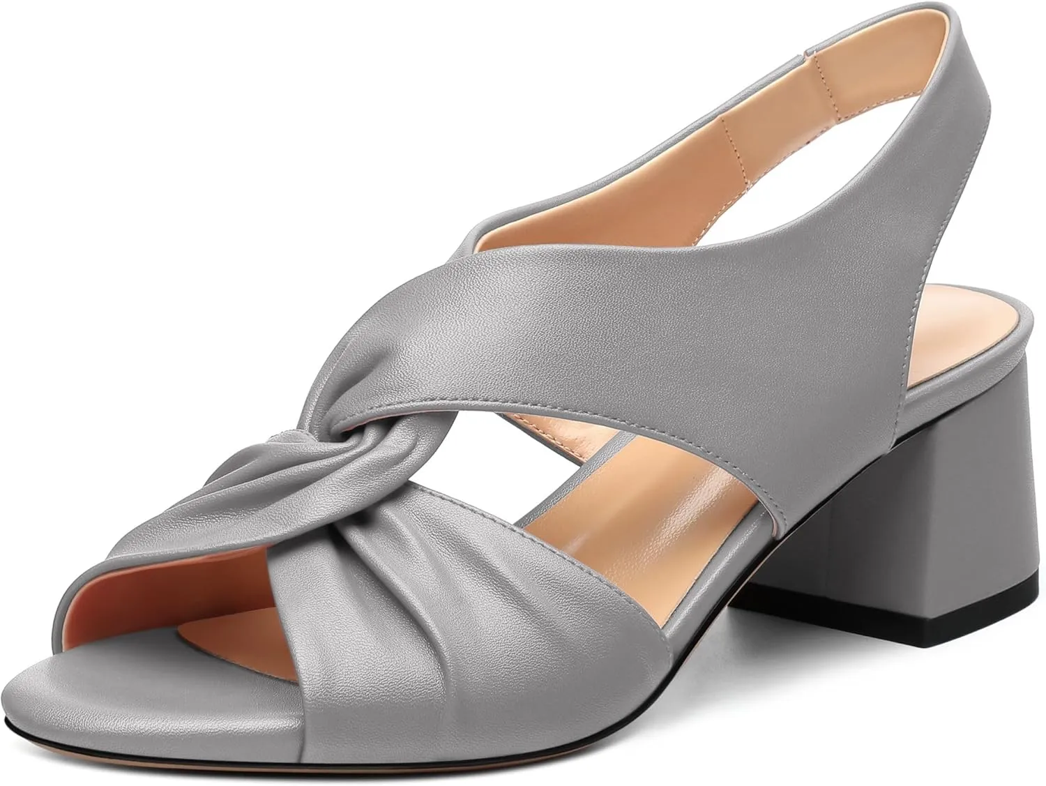 Womens Chunky Block Heels Sandals,Round Open Toe High Heeled Sandals,matte Slip On Ankle Strap Mid Sandals,leisure Dress Party Wedding Shoes 2 In