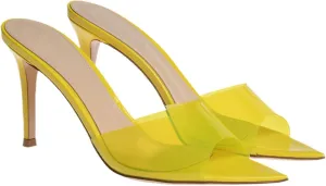 Women's Clear Pointed Toe Slingback Stilettos Heel Sandals Fashion Sexy Comfortable Summer Open Toe Backless Slip On Dress Slides Sandals for Casual Outdoor Party Work Wedding