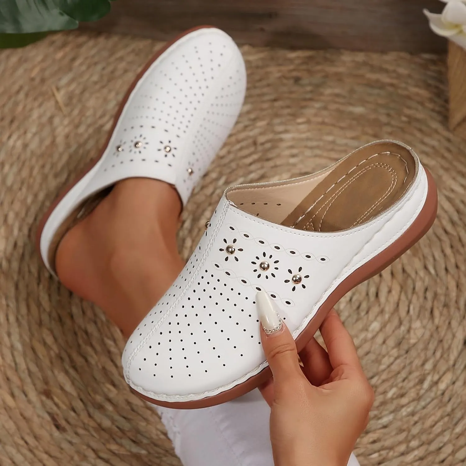 Womens Clogs Mules Arch Support Slip On Closed Toe Wedge Sandals Summer Comfortable Backless Casual Beach Walking Shoes