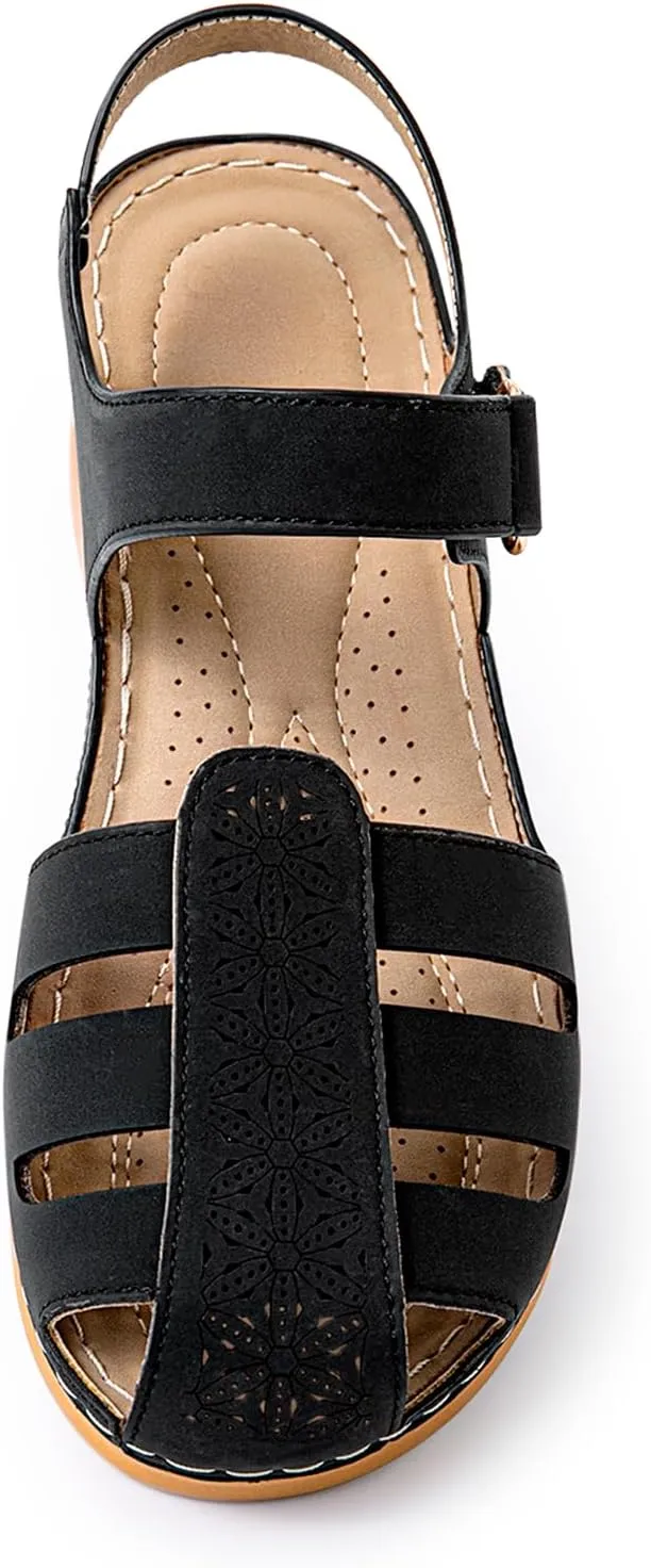 Women's Closed Toe Wedge Sandals - Dressy Summer Fisherman Sandals Comfortable