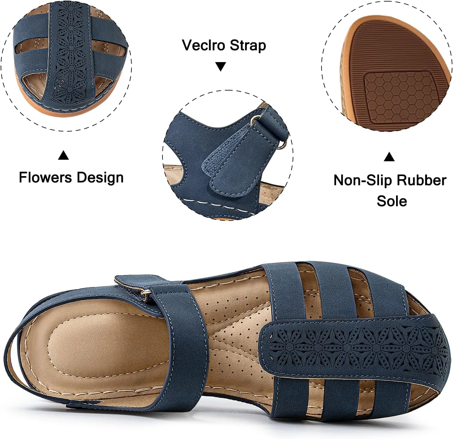 Women's Closed Toe Wedge Sandals - Dressy Summer Fisherman Sandals Comfortable