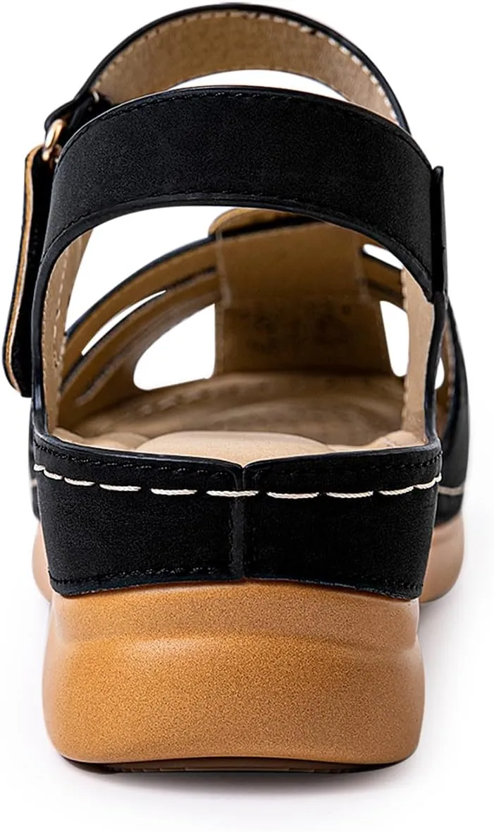 Women's Closed Toe Wedge Sandals - Dressy Summer Fisherman Sandals Comfortable