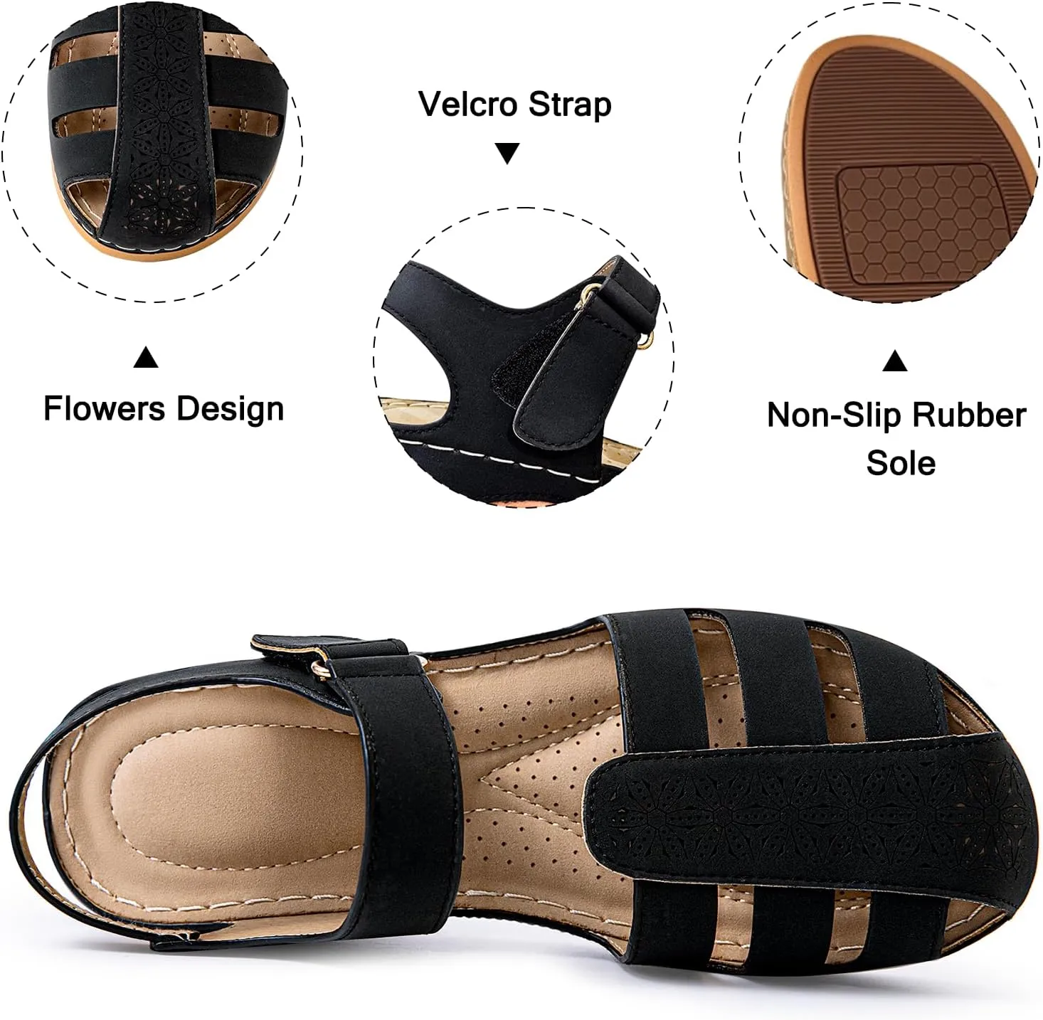Women's Closed Toe Wedge Sandals - Dressy Summer Fisherman Sandals Comfortable