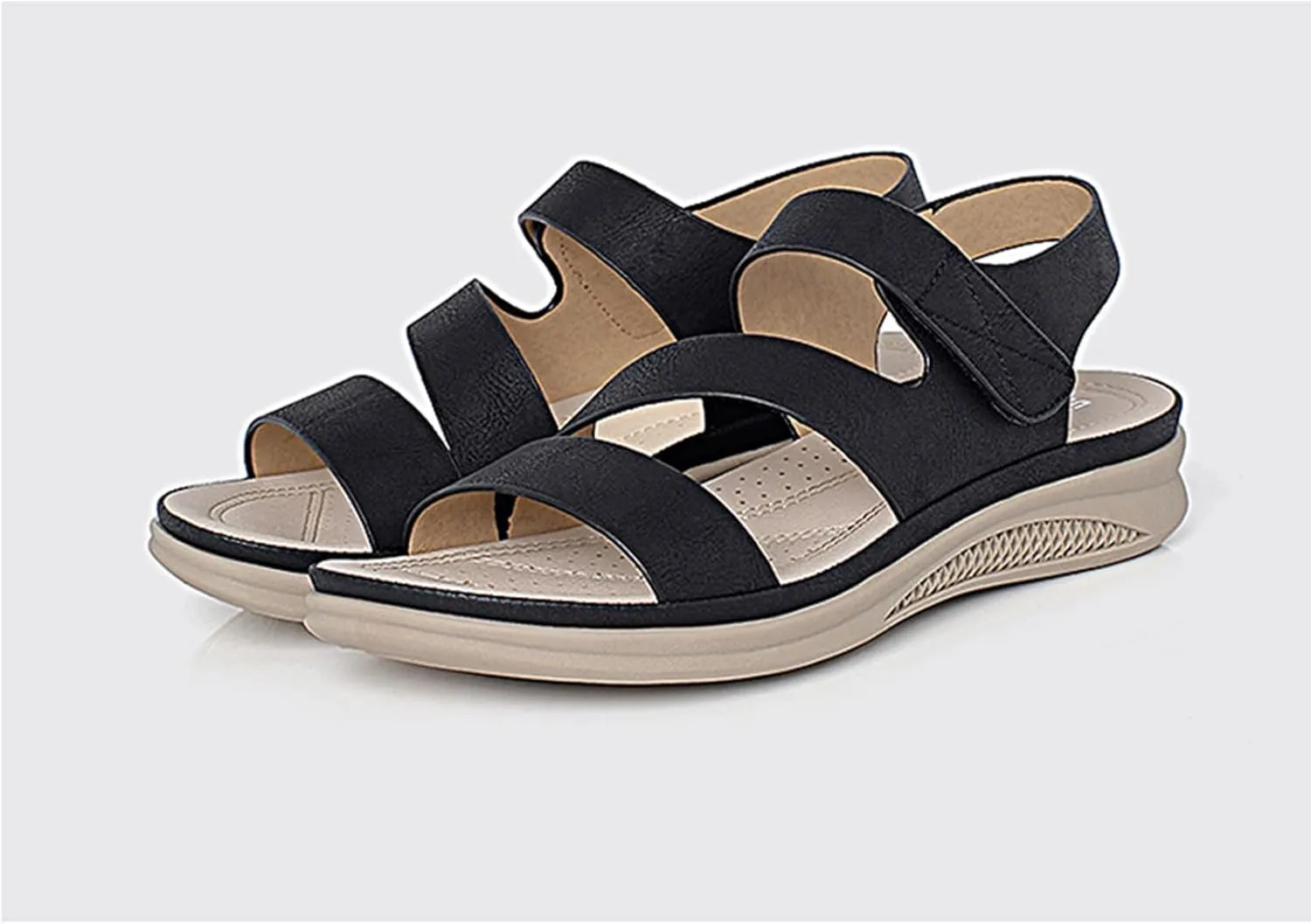 Womens Comfort Outdoor Sport Walking Sandals Summer Lightweight Athletic Hiking Shoes Casual Comfortable Arch Support Beach Sports Sandal Open Toe Elastic Ankle Strap Flat Wedge Platform