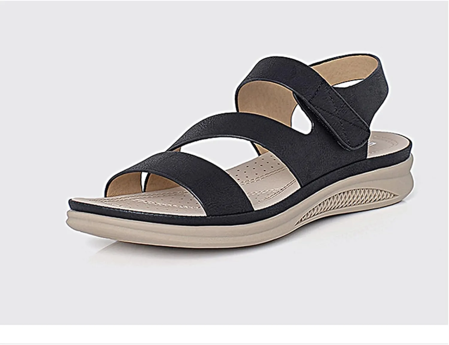 Womens Comfort Outdoor Sport Walking Sandals Summer Lightweight Athletic Hiking Shoes Casual Comfortable Arch Support Beach Sports Sandal Open Toe Elastic Ankle Strap Flat Wedge Platform