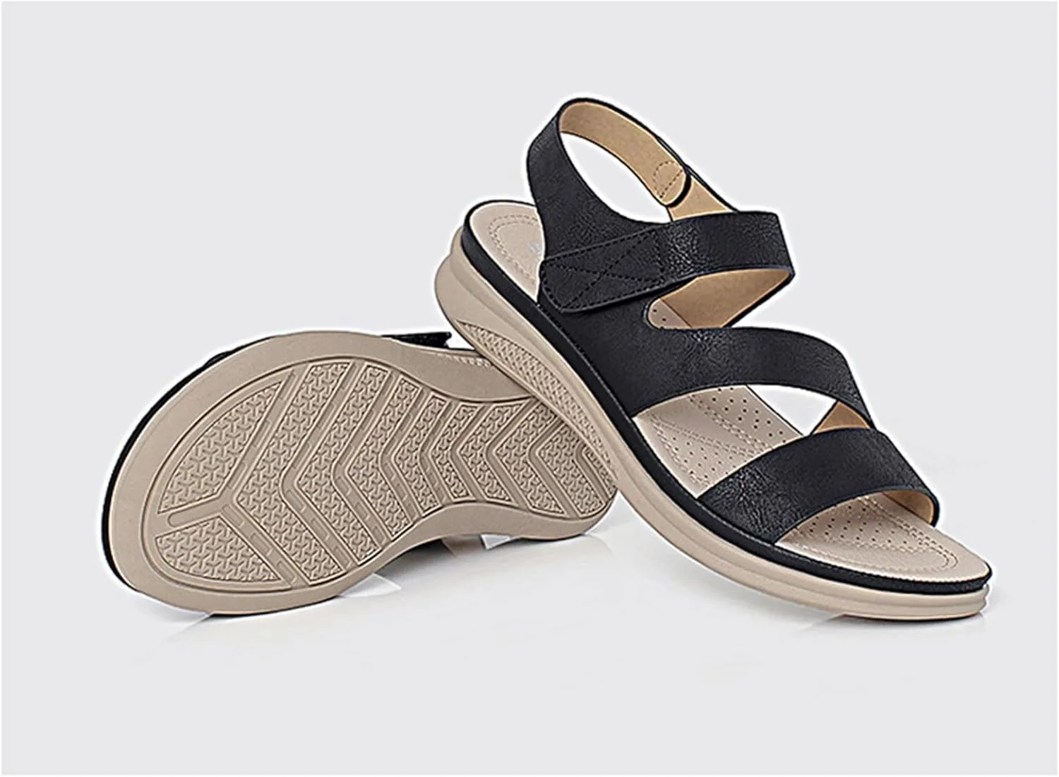 Womens Comfort Outdoor Sport Walking Sandals Summer Lightweight Athletic Hiking Shoes Casual Comfortable Arch Support Beach Sports Sandal Open Toe Elastic Ankle Strap Flat Wedge Platform