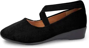 Women's Comfortable Fashion Elastic Ankle Straps Flats Shoes Pull-On Criss-Cross Ballet Girls Dress Little Gracy Mary Shoes Dressy Crisscross Strap Ballerina Flats Closed Toe Slip On Flat