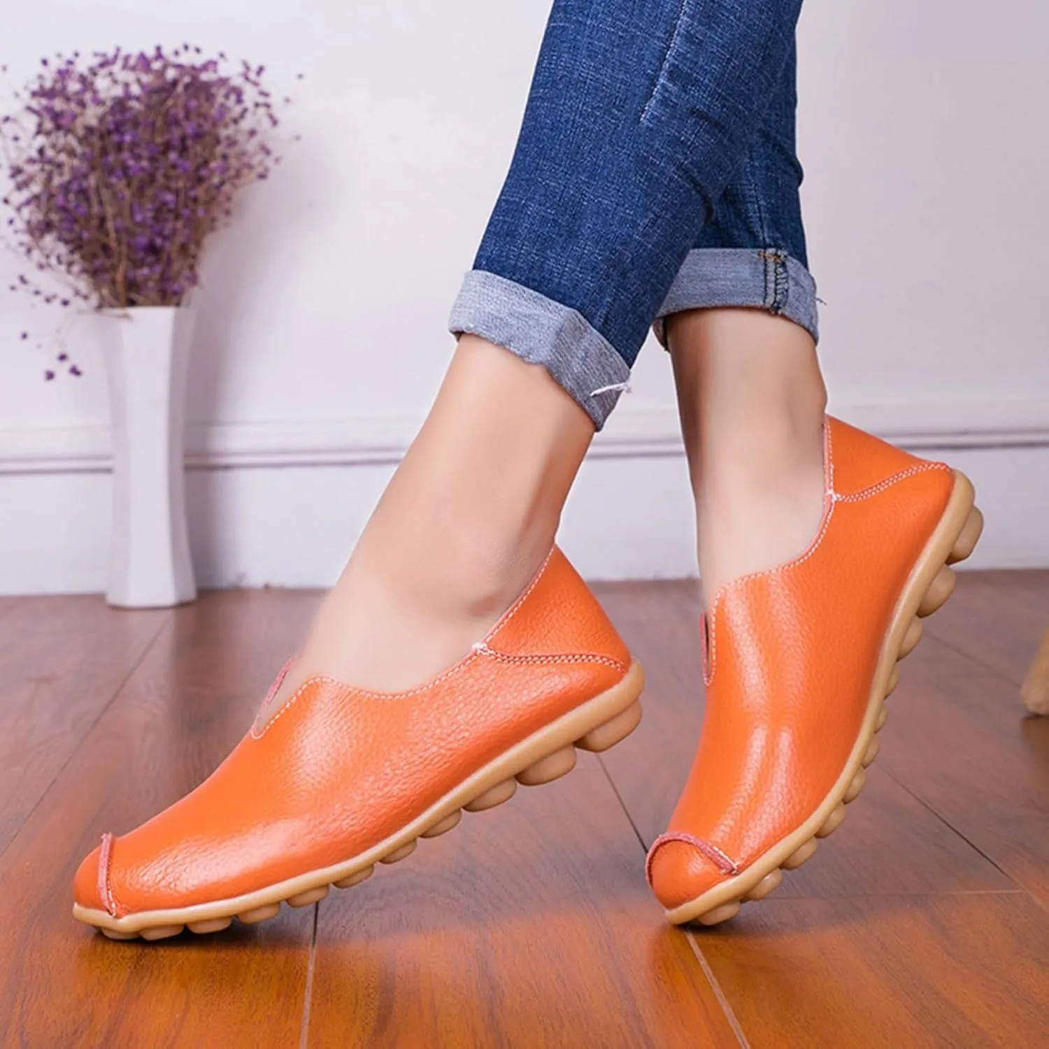 Womens Comfortable Loafers Round Toe Moccasins Driving Slip On Flat Shoes Casual Dressy Comfort Walking Boat Shoe