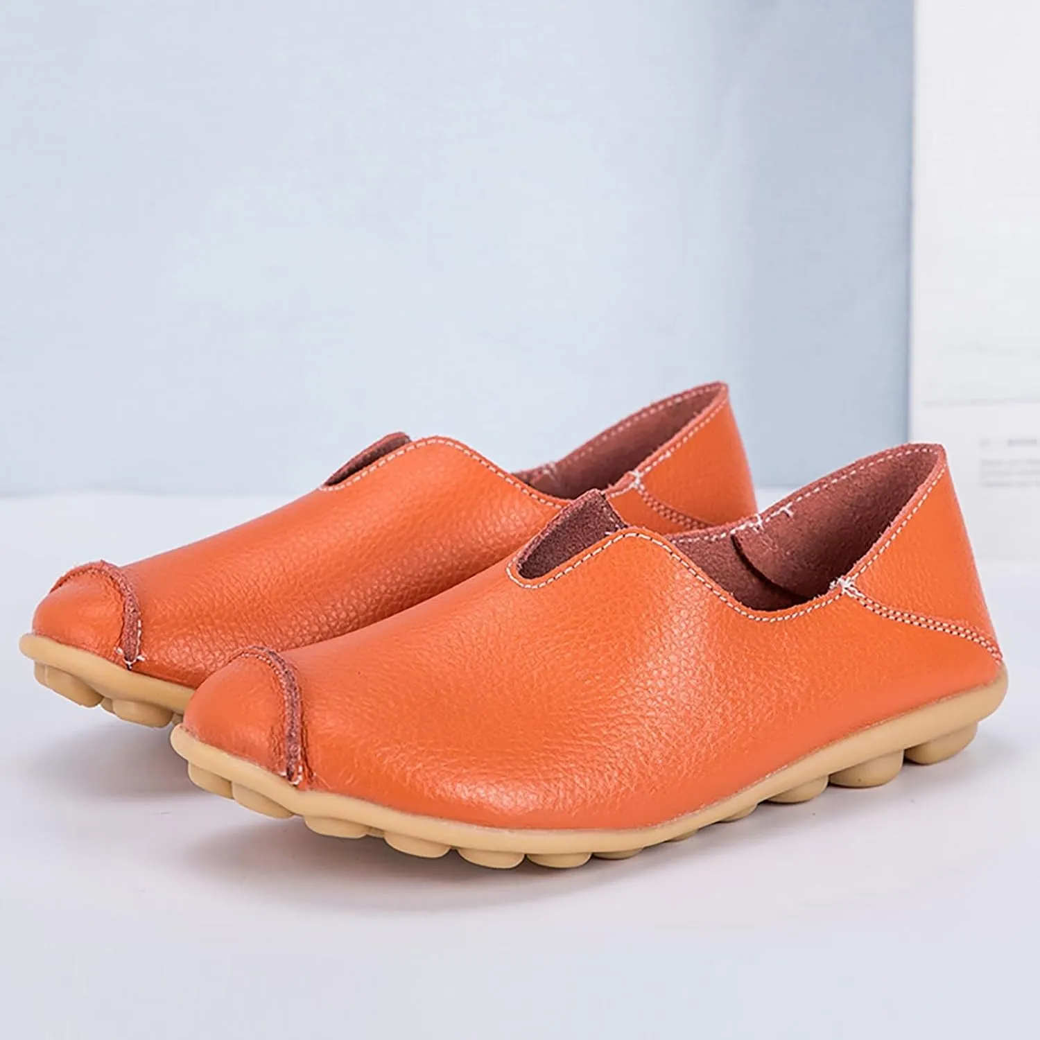 Womens Comfortable Loafers Round Toe Moccasins Driving Slip On Flat Shoes Casual Dressy Comfort Walking Boat Shoe