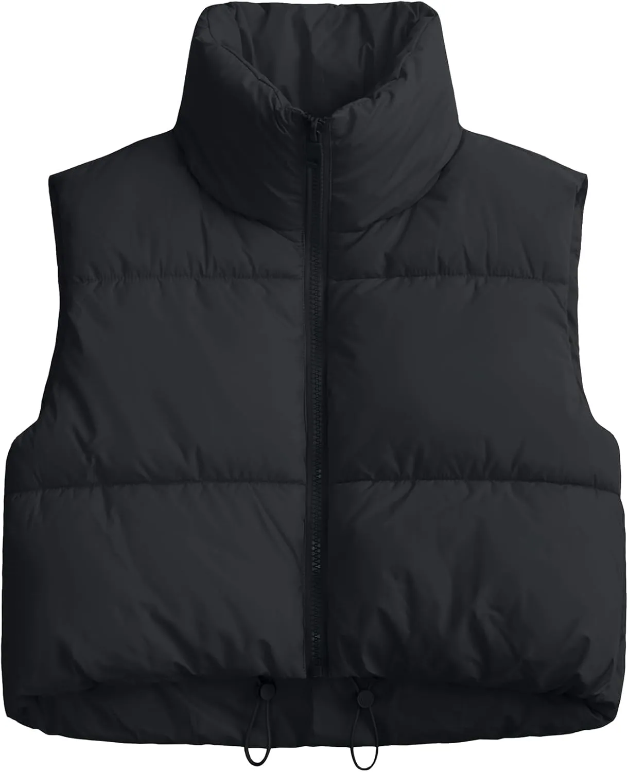 Women's Cropped Puffer Vest Sleeveless High Stand Collar Crop Outerwear Zip Up Warm Padded Gilet