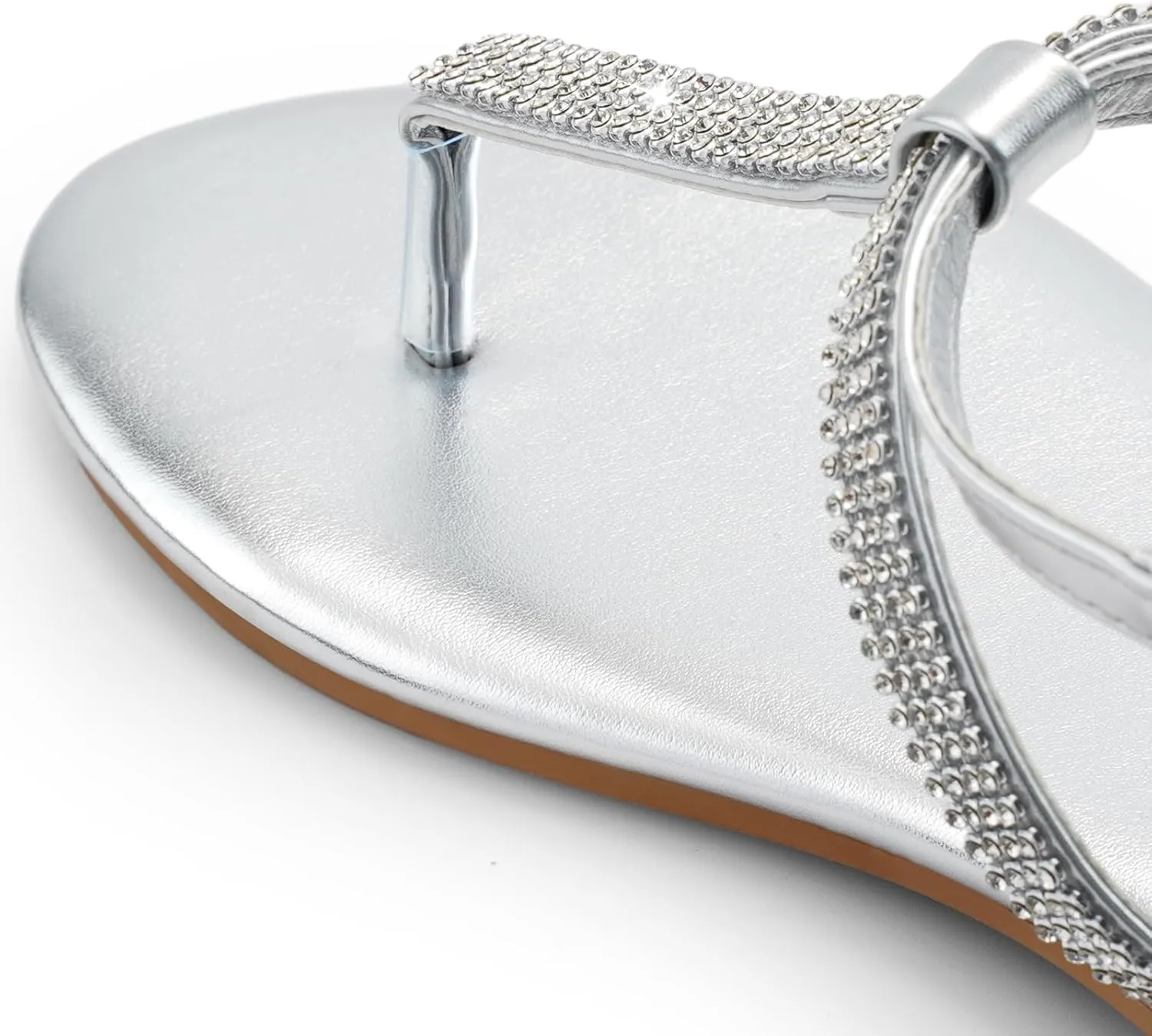 Women's Dressy Sandals Flat Glitter Comfortable Slides Rhinestone Sandals for Women Ladies Fashion Shoes