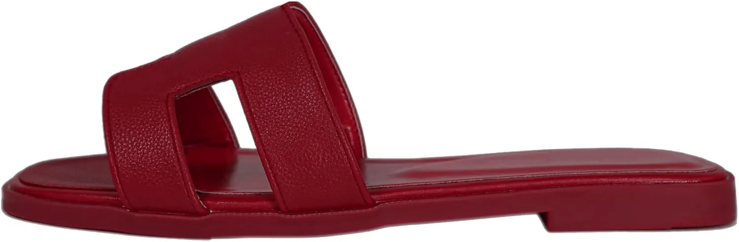 Womens Flat Sandals for Womens 2025 Summer Dressy Slippers Non Slip Comfortable Leather Slippers Cute Open Toe Shoes