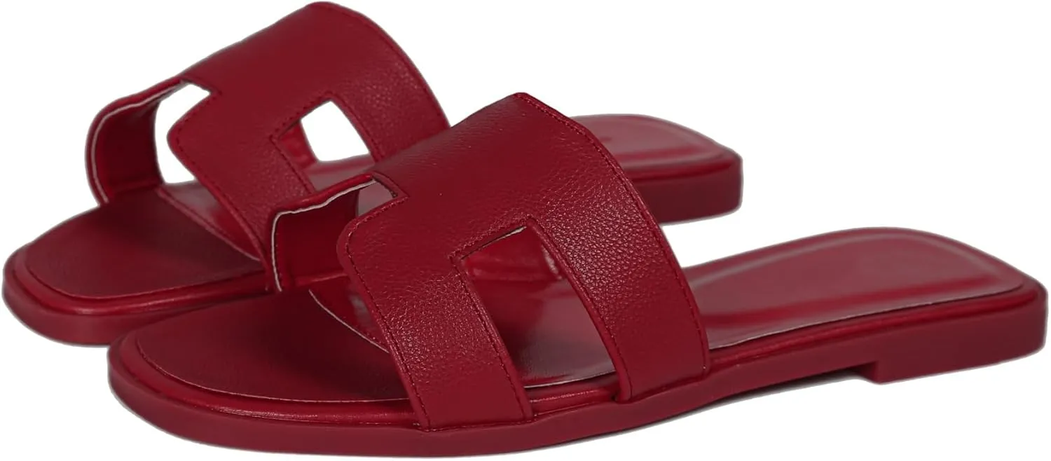 Womens Flat Sandals for Womens 2025 Summer Dressy Slippers Non Slip Comfortable Leather Slippers Cute Open Toe Shoes