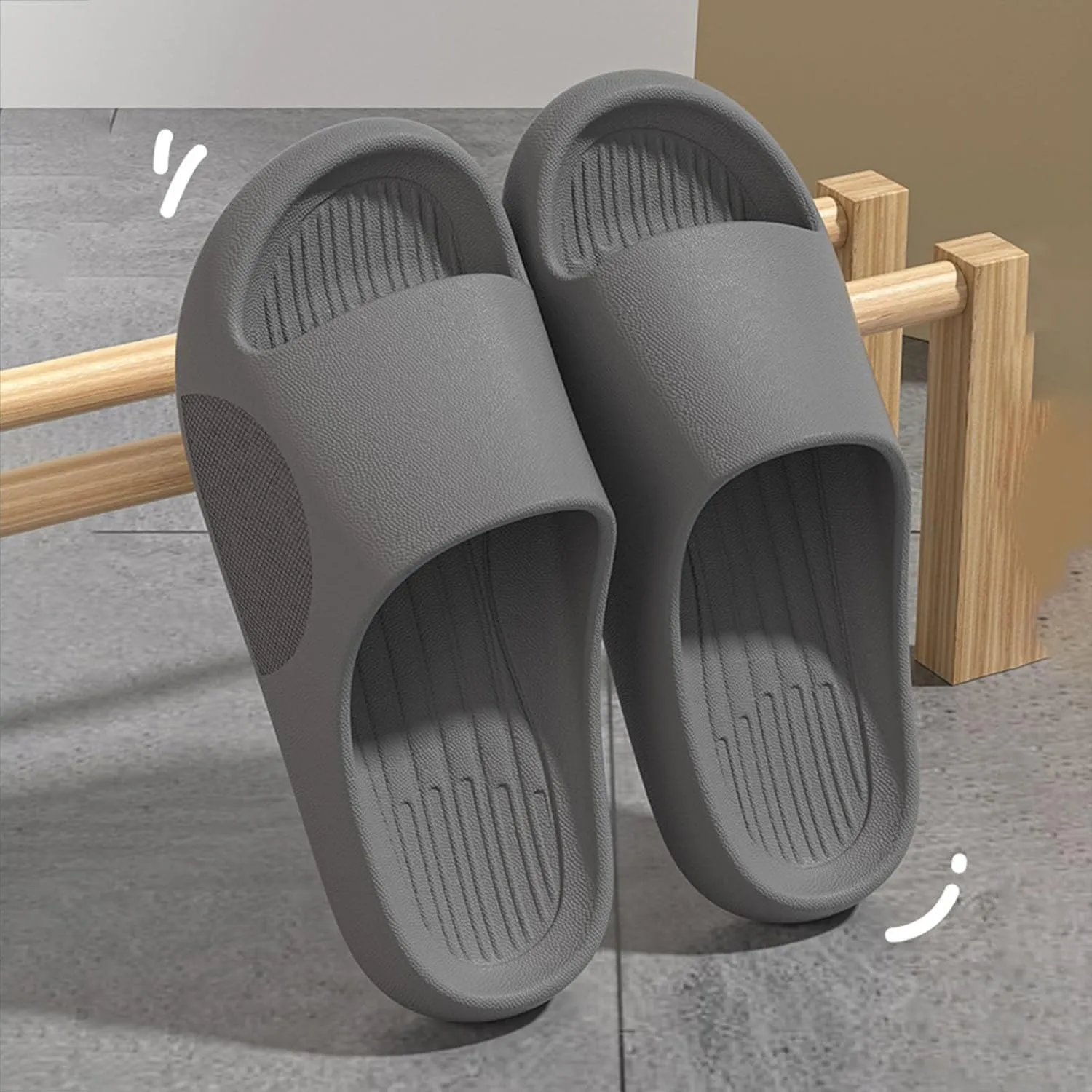 Women's Flat Slippers Non Slip House Slippers Indoor Outdoor Memory Foam Slides Shower Shoes for Women