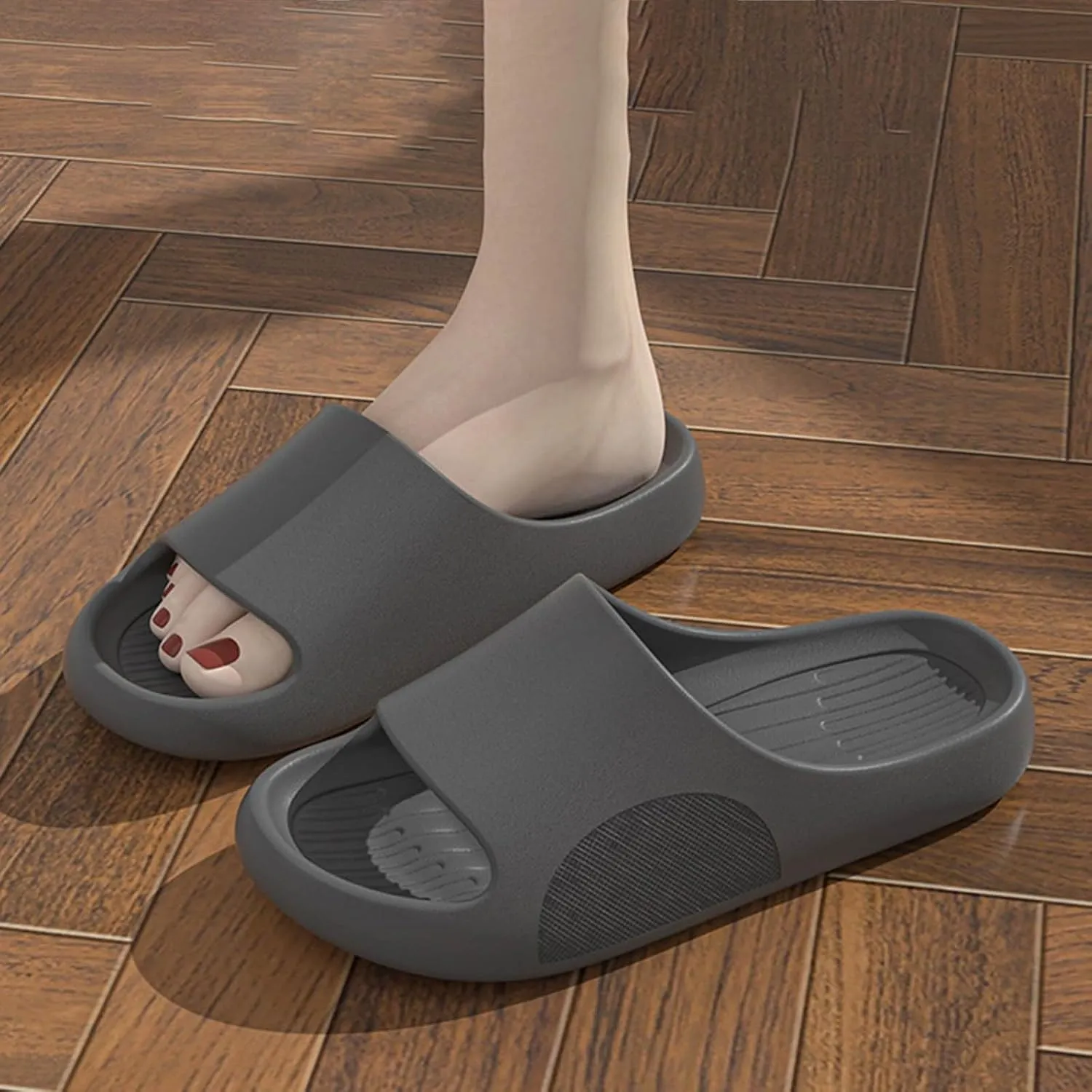 Women's Flat Slippers Non Slip House Slippers Indoor Outdoor Memory Foam Slides Shower Shoes for Women
