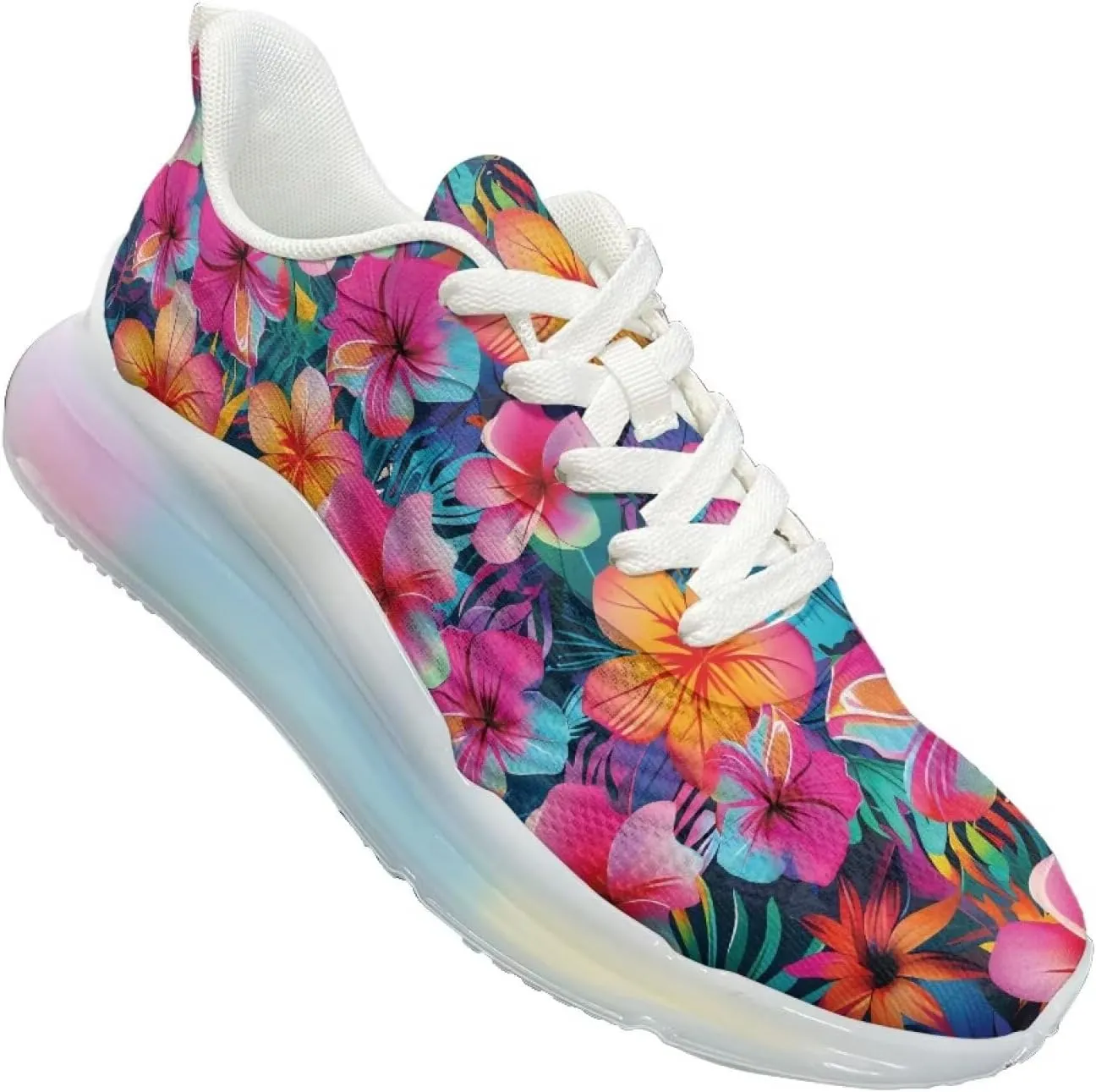 Women's Floral Print Sneaker Soft Lightweight Non Slip Tennis Sneaker Footwear Air Cushion Walking Shoes for Women US 6-11