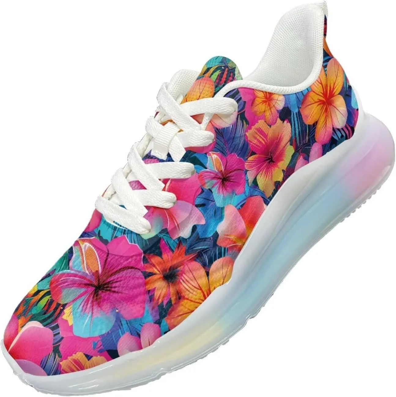 Women's Floral Print Sneaker Soft Lightweight Non Slip Tennis Sneaker Footwear Air Cushion Walking Shoes for Women US 6-11
