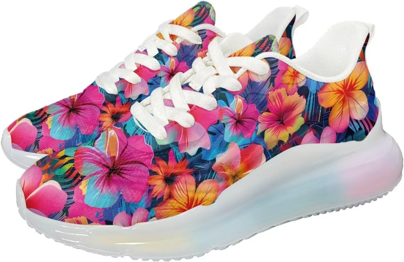 Women's Floral Print Sneaker Soft Lightweight Non Slip Tennis Sneaker Footwear Air Cushion Walking Shoes for Women US 6-11