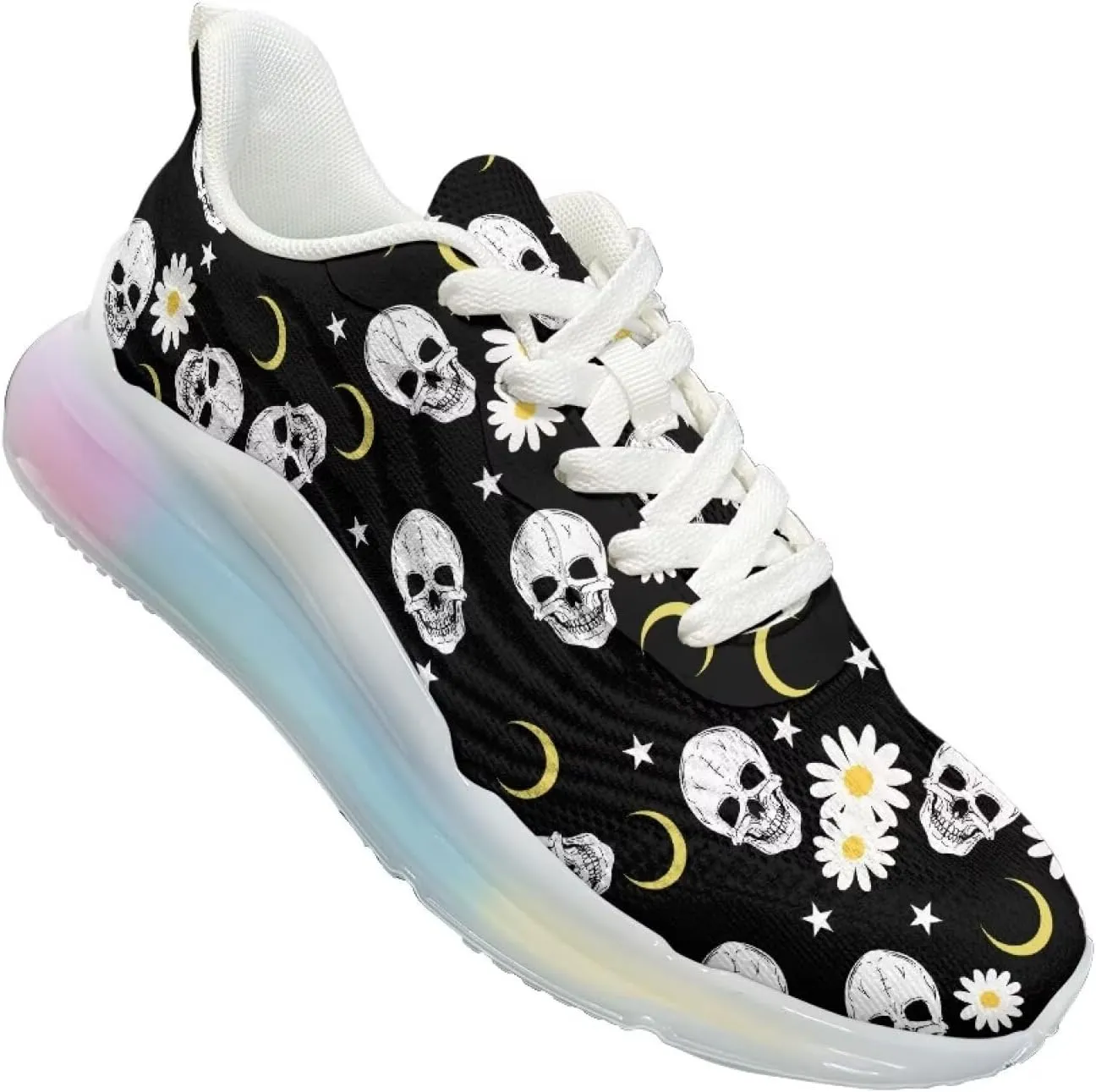 Women's Flower Sneakers Cozy Breathable Lightweight Non-Slip Air Cushion Outdoor Running Shoes for Women US 6-11