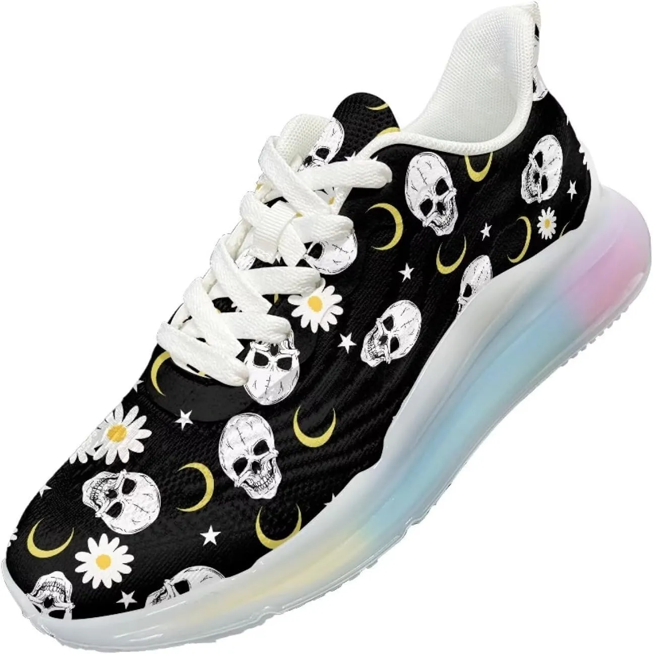 Women's Flower Sneakers Cozy Breathable Lightweight Non-Slip Air Cushion Outdoor Running Shoes for Women US 6-11