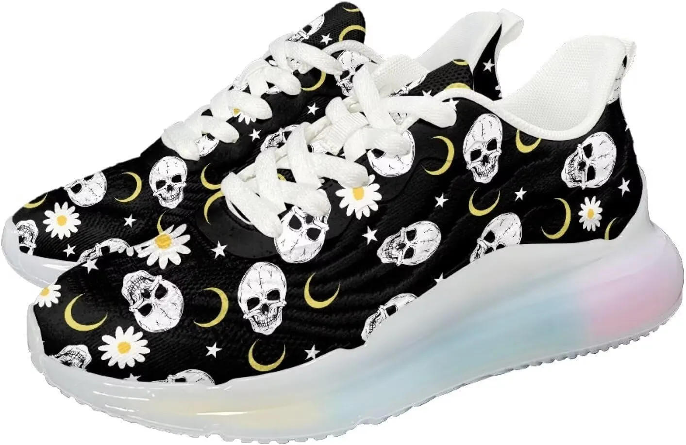 Women's Flower Sneakers Cozy Breathable Lightweight Non-Slip Air Cushion Outdoor Running Shoes for Women US 6-11