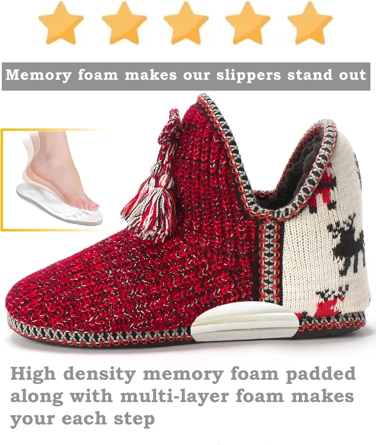 Women's Fuzzy Bootie Slippers, Plush Fleece & Memory Foam House Boots, Cozy Non-Slip Indoor/Outdoor Shoes