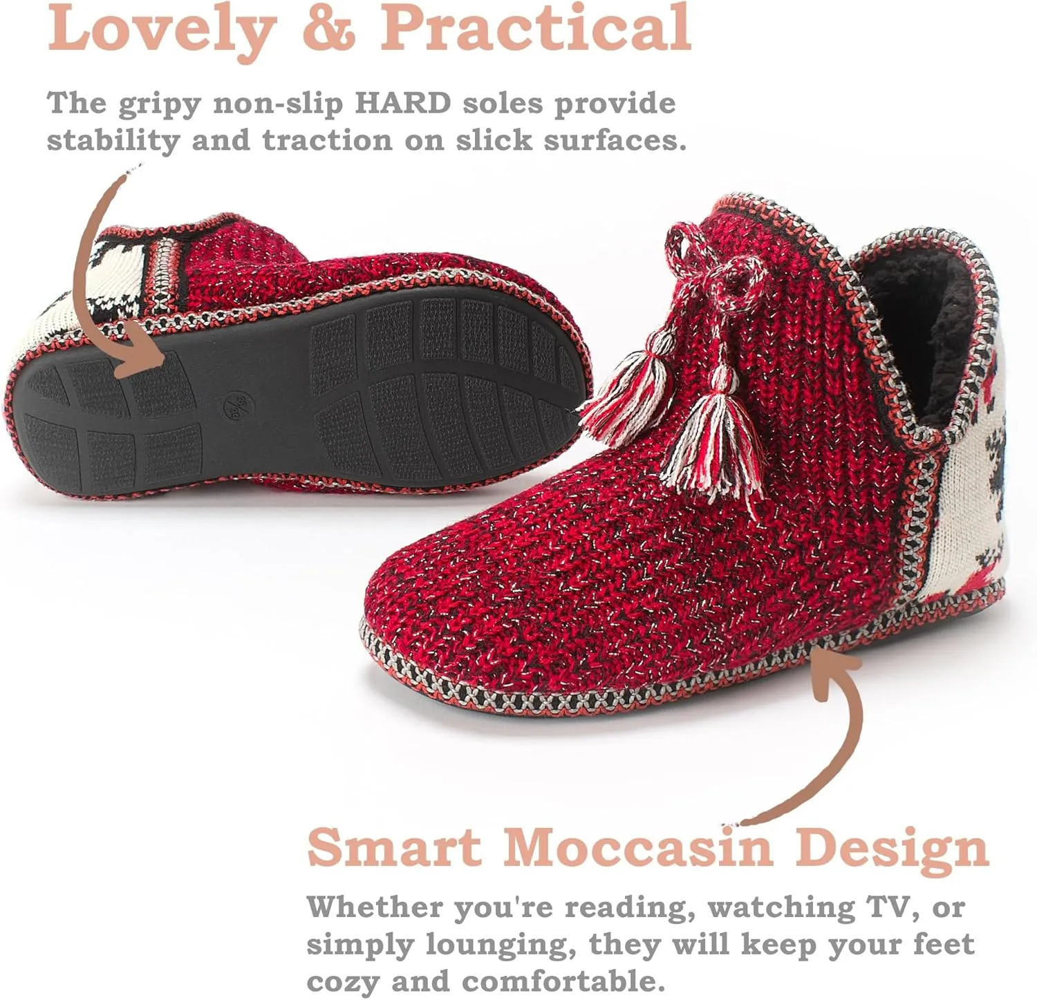 Women's Fuzzy Bootie Slippers, Plush Fleece & Memory Foam House Boots, Cozy Non-Slip Indoor/Outdoor Shoes