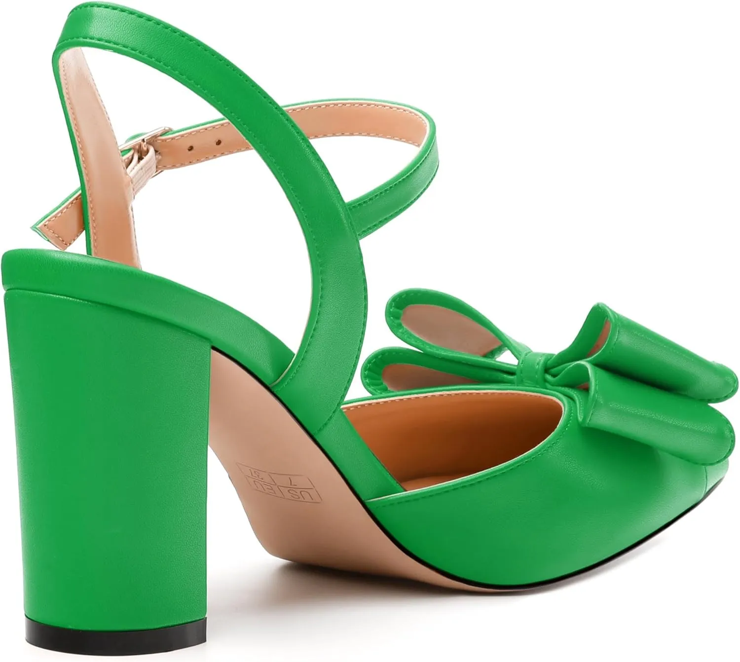 Women's Heeled Sandals, Double Bowknot Sandals Chunky High Heels Pumps, Sexy Closed Pointed Toe Ankle Strap Heels Slingback Slip on Comfortable wedding Bridal Dress Shoes