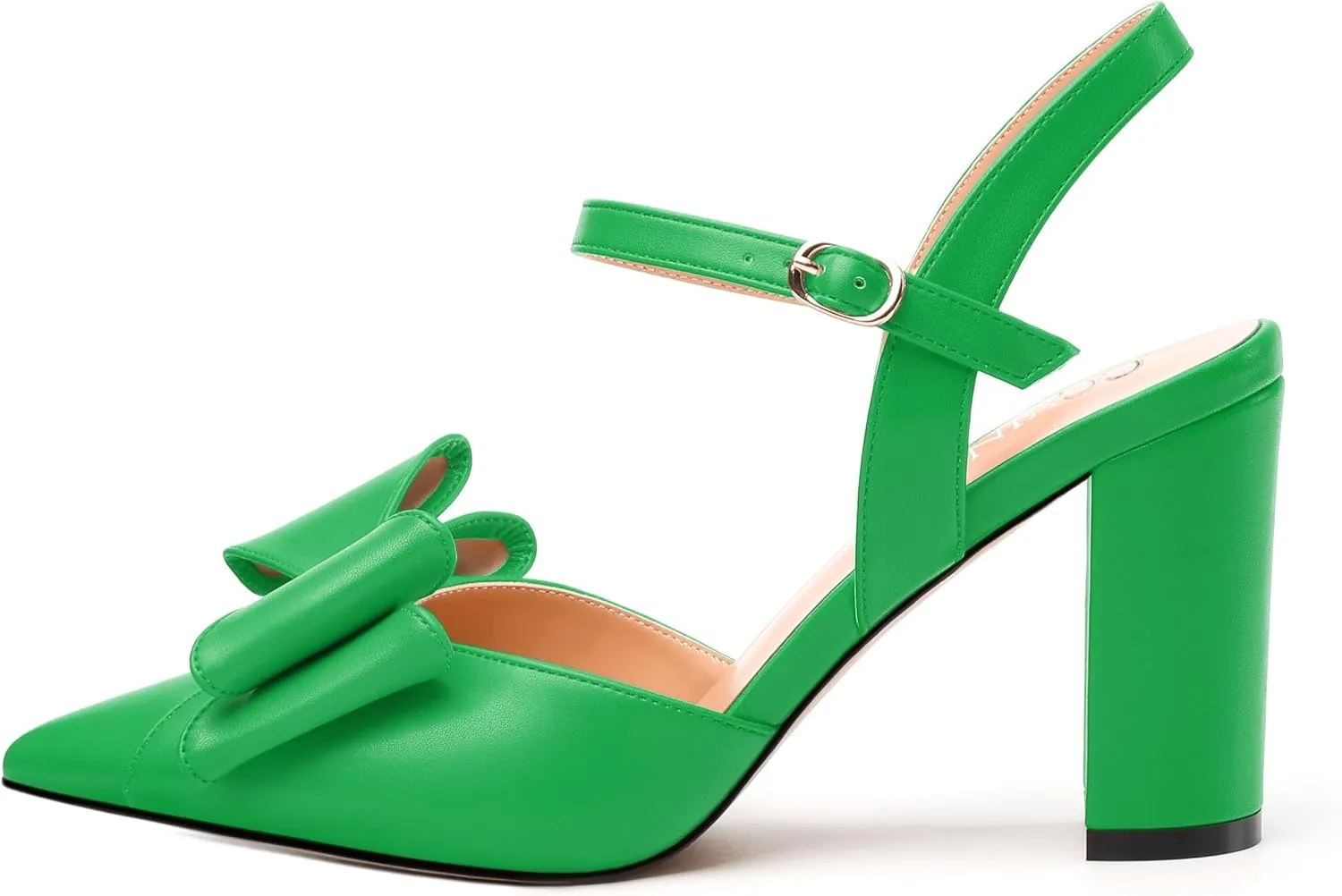 Women's Heeled Sandals, Double Bowknot Sandals Chunky High Heels Pumps, Sexy Closed Pointed Toe Ankle Strap Heels Slingback Slip on Comfortable wedding Bridal Dress Shoes