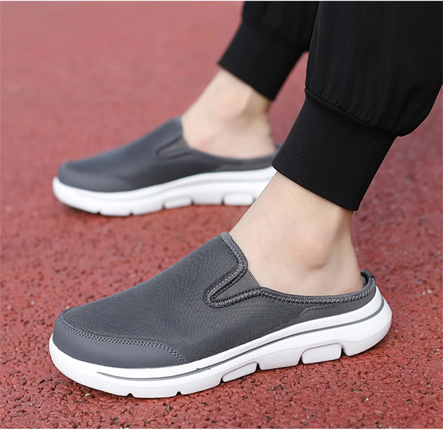 Women's Knitted Canvas Slip-On Platform Mules,Fashion Fur Lining Sneakers Backless Soft Lightweight Flat Half Sports Shoes Round Toe Warm Waterproof Non-Slip Walking Slippers