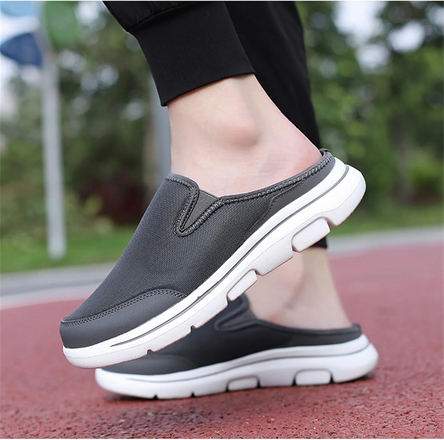 Women's Knitted Canvas Slip-On Platform Mules,Fashion Fur Lining Sneakers Backless Soft Lightweight Flat Half Sports Shoes Round Toe Warm Waterproof Non-Slip Walking Slippers