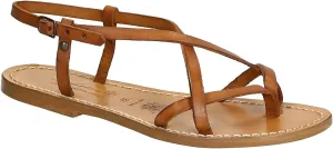 Women's Leather Sandals Handmade in Italy in Vintage Cuir