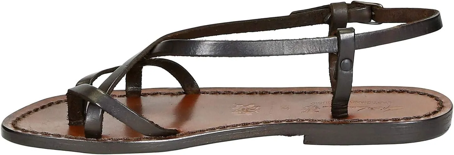 Women's Leather Sandals Handmade in Italy in Vintage Cuir