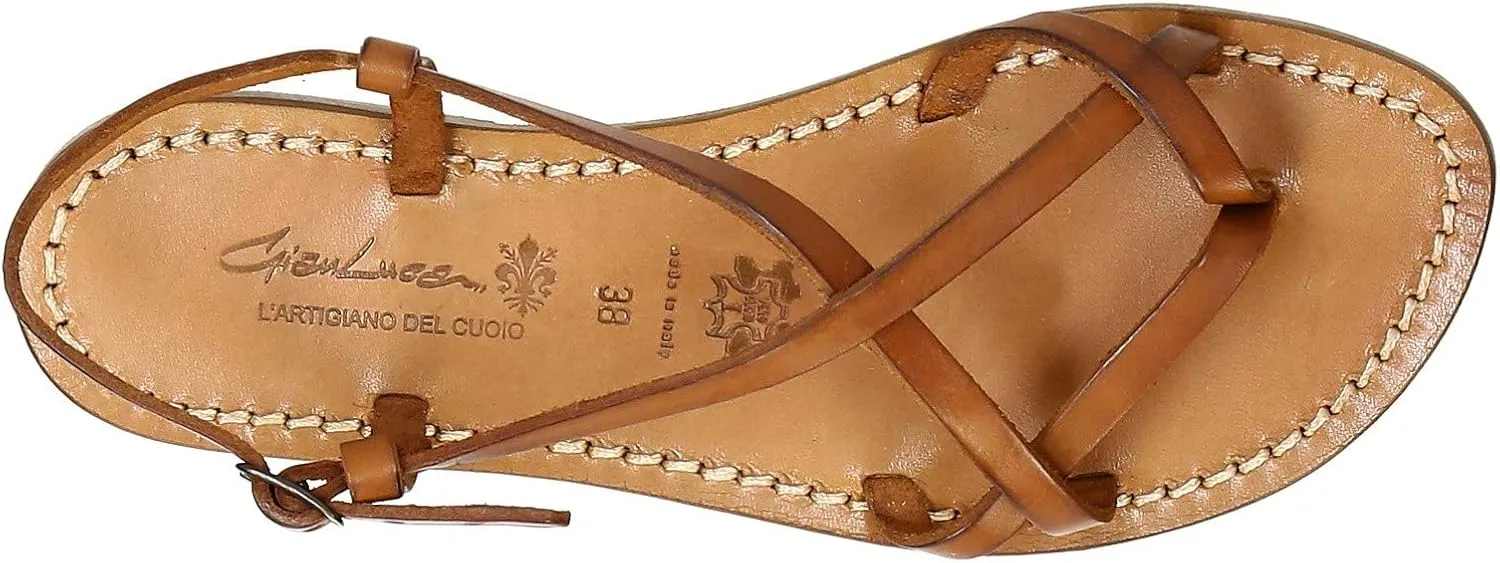 Women's Leather Sandals Handmade in Italy in Vintage Cuir