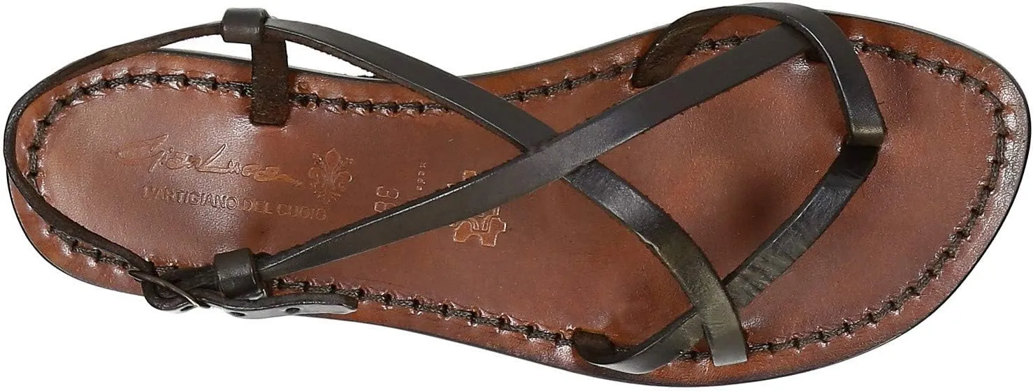 Women's Leather Sandals Handmade in Italy in Vintage Cuir
