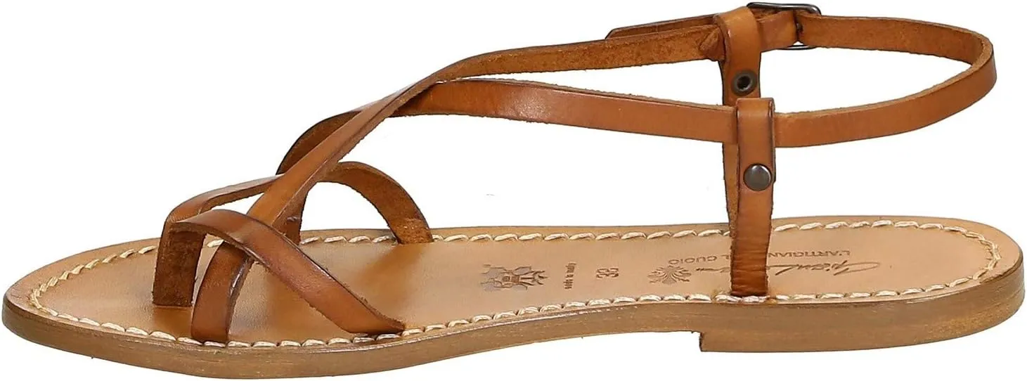 Women's Leather Sandals Handmade in Italy in Vintage Cuir