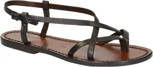 Women's Leather Sandals Handmade in Italy in Vintage Cuir