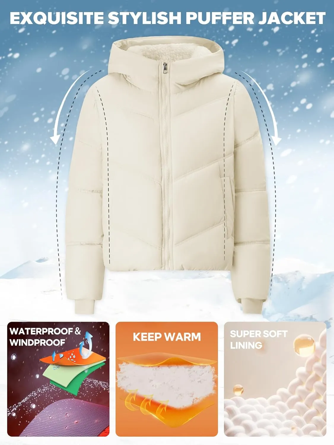 Womens Lightweight Quilted Puffer Jacket with Hood